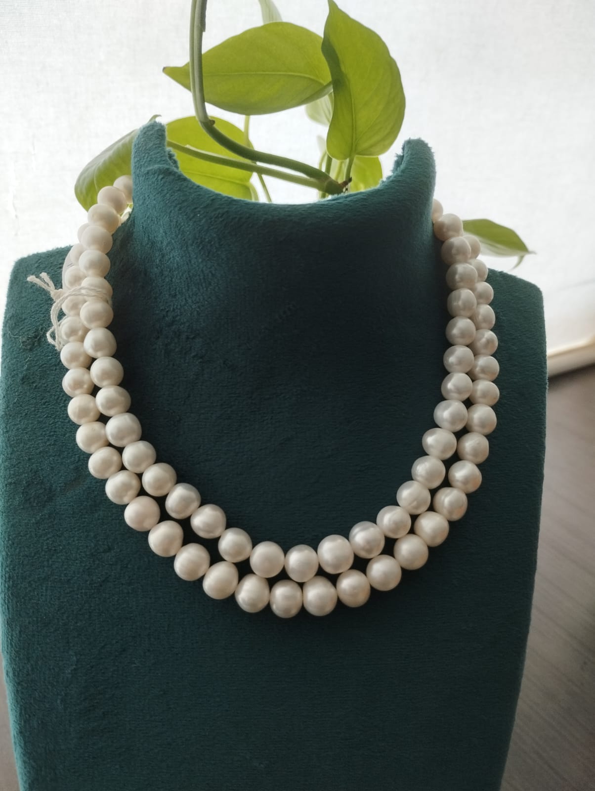 Fresh Water Pearls Necklace Double Layers 9-10mm-9-10mm White Pearls