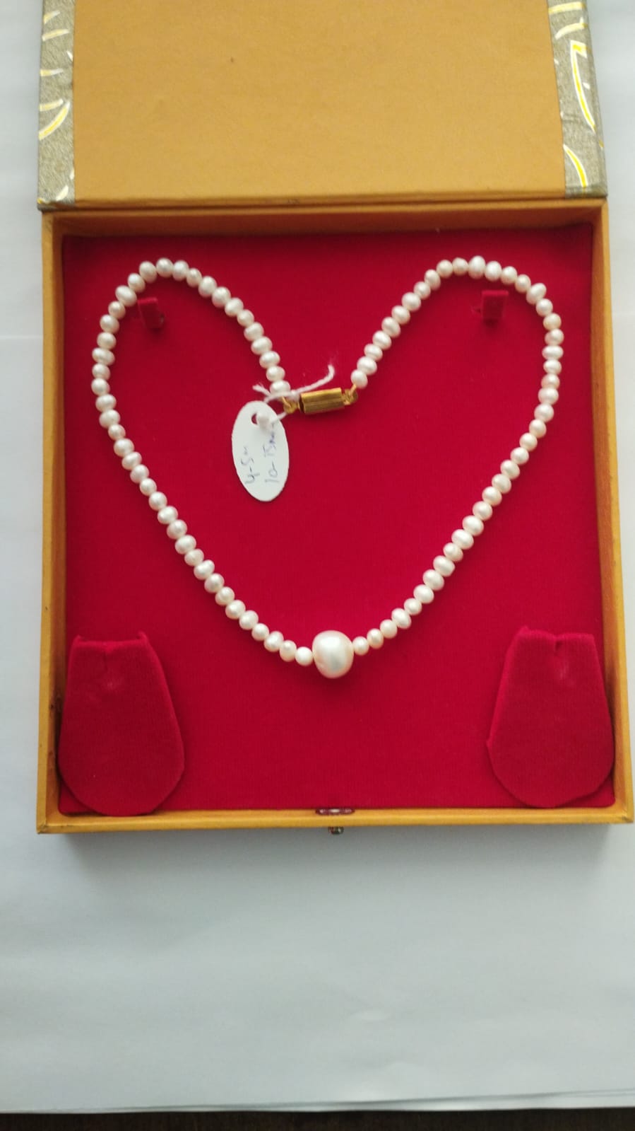 Fresh Water Pearls Necklace with Two Sized Pearls - 5 mm and Single 12 mm in Center