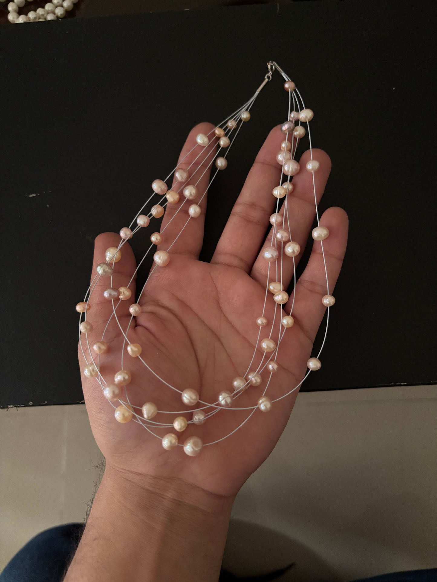 Multi Layer Scattered Pearl Necklaces - 8 mm Pearls