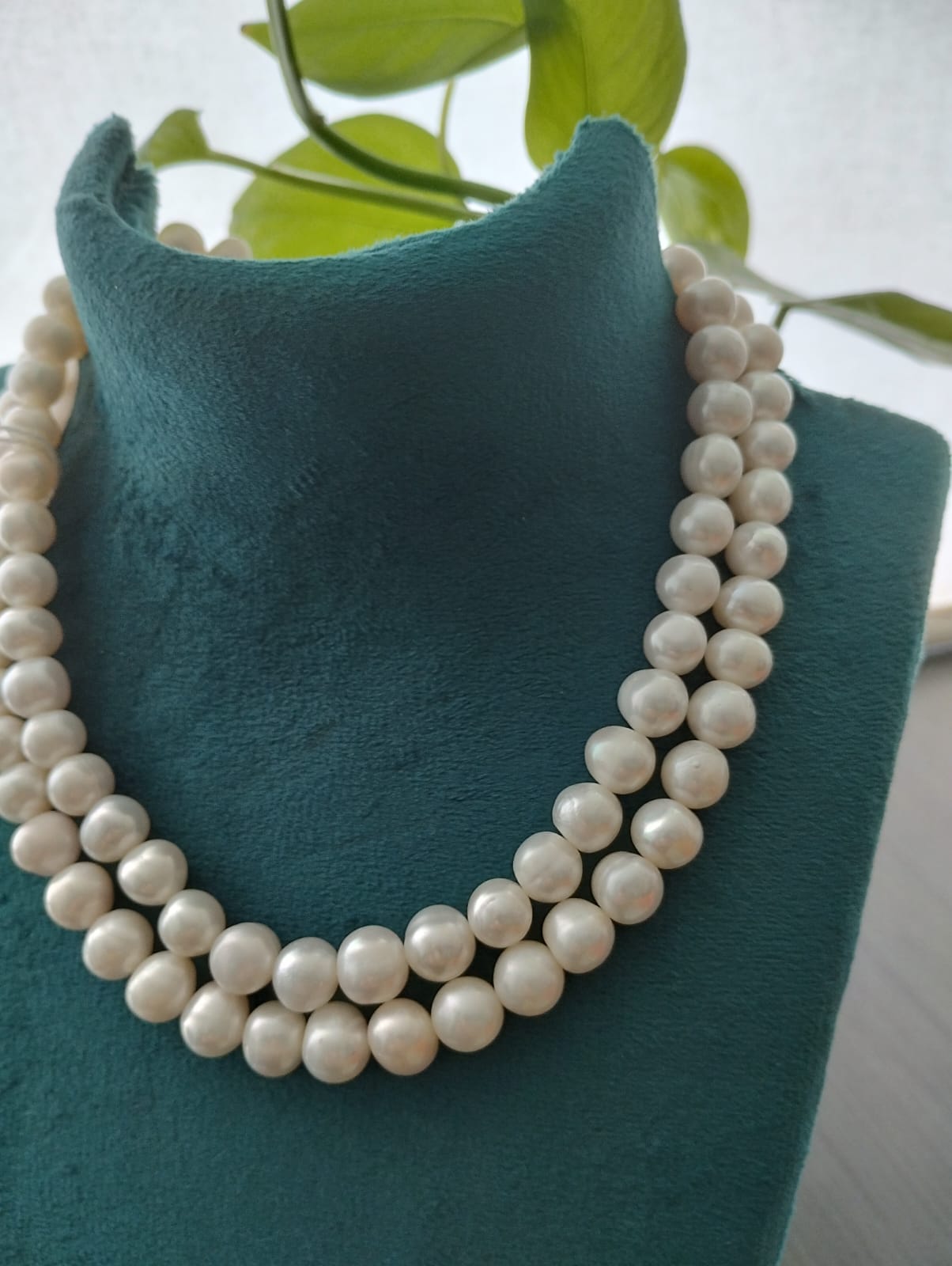 Fresh Water Pearls Necklace Double Layers 9-10mm-9-10mm White Pearls