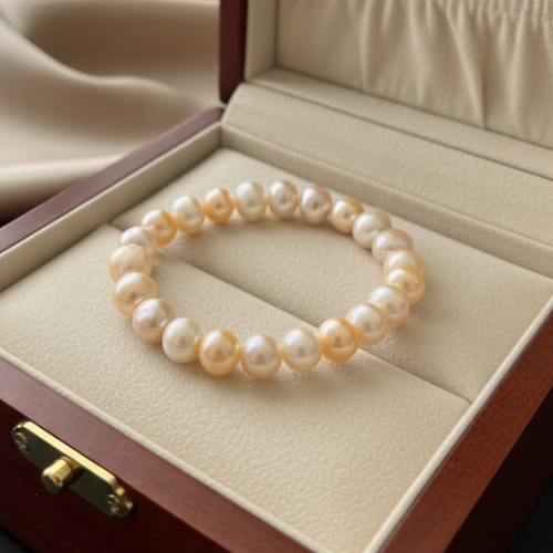 Gray and Golden Freshwater Pearl Bracelet