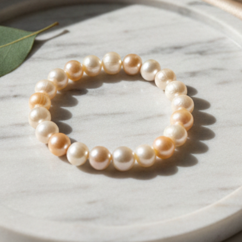 Gray and Golden Freshwater Pearl Bracelet