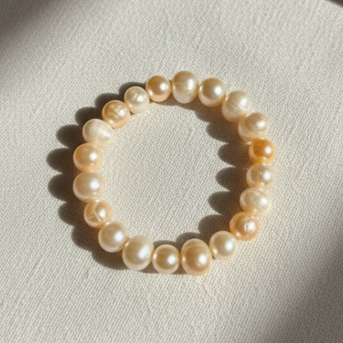 Gray and Golden Freshwater Pearl Bracelet