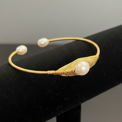Gray and Golden Freshwater Pearl Bracelet