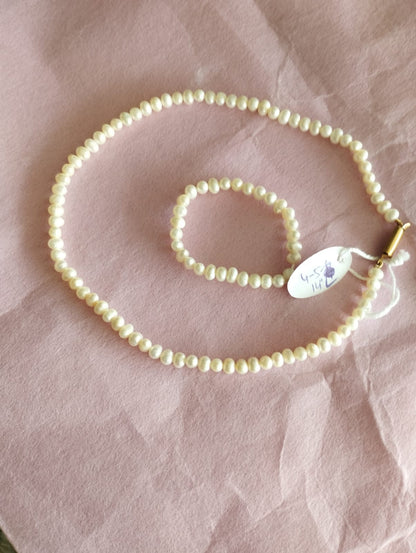 Fresh Water Pearls Necklace and Bracelet set for Kids-4mm Fresh Water Pearls