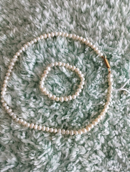 Fresh Water Pearls Necklace and Bracelet set for Kids-4mm Fresh Water Pearls