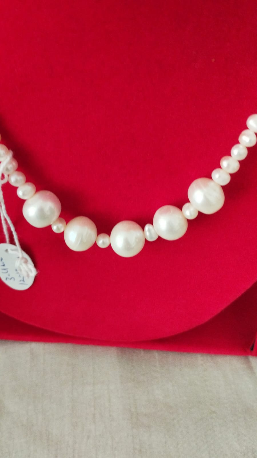 Fresh Water Pearls Necklace with Two Sizes 5 mm and 12 mm (Five) White Pearls
