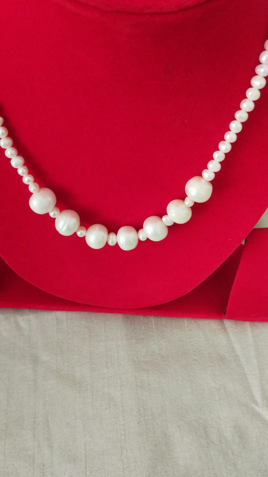 Fresh Water Pearls Necklace 5 mm with Seven 12 mm White Pearls in Center
