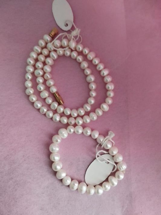 Fresh Water Pearls Necklace and Bracelet set for Kids