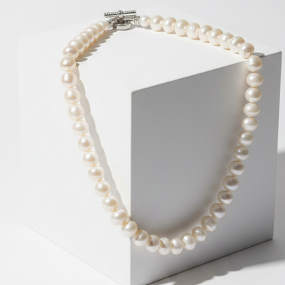 Freshwater Pearl Necklace with Crystal Clasp