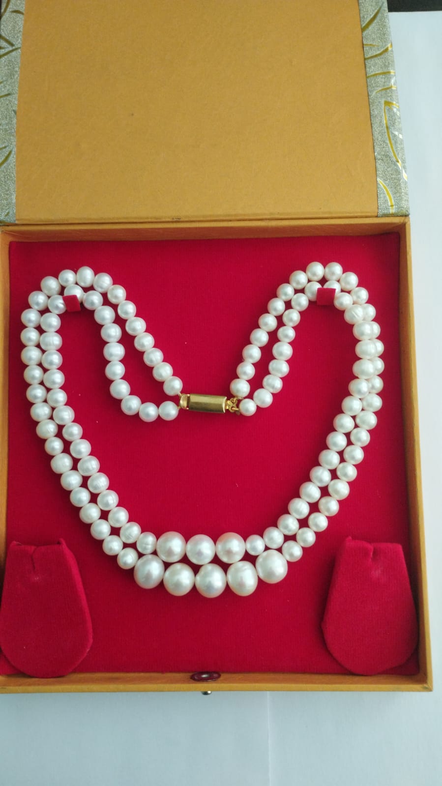 Fresh Water Pearls Necklace Double Layers 7mm-12 mm White Pearls