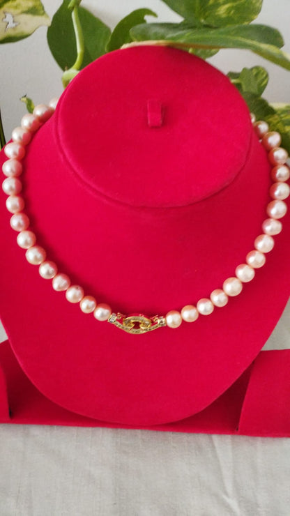 Fresh Water Pearls Necklace 9 mm Peach Colour Fresh Water Pearls