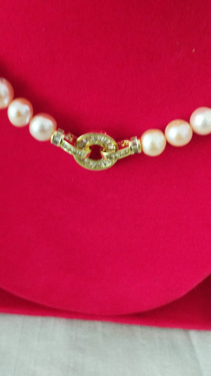 Fresh Water Pearls Necklace 9 mm Peach Colour Fresh Water Pearls