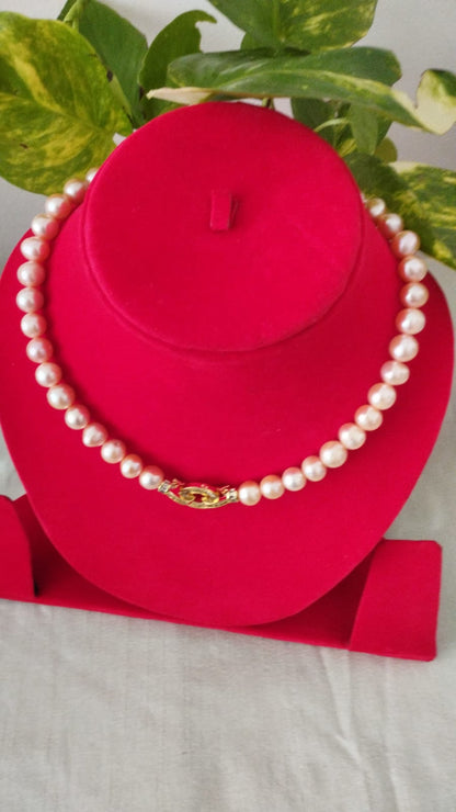 Fresh Water Pearls Necklace 9 mm Peach Colour Fresh Water Pearls
