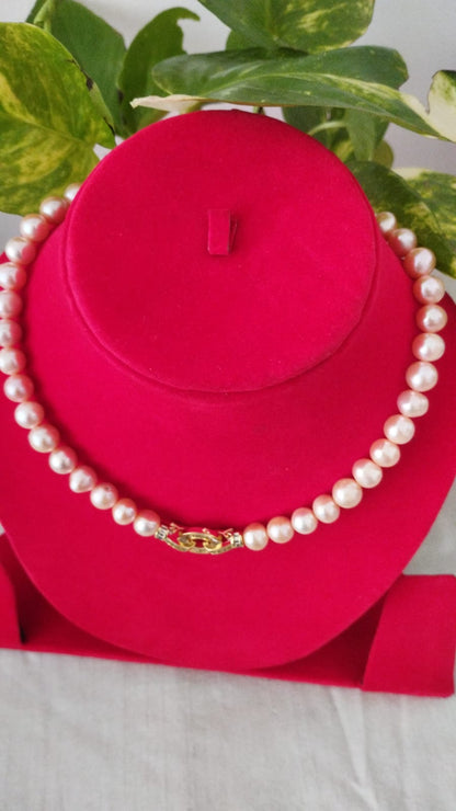 Fresh Water Pearls Necklace 9 mm Peach Colour Fresh Water Pearls