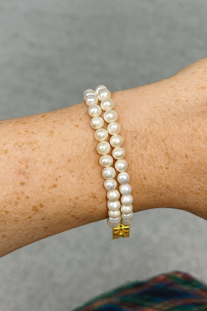 Double Layer Bracelets (Wrist Bands) - 7 mm Pearls