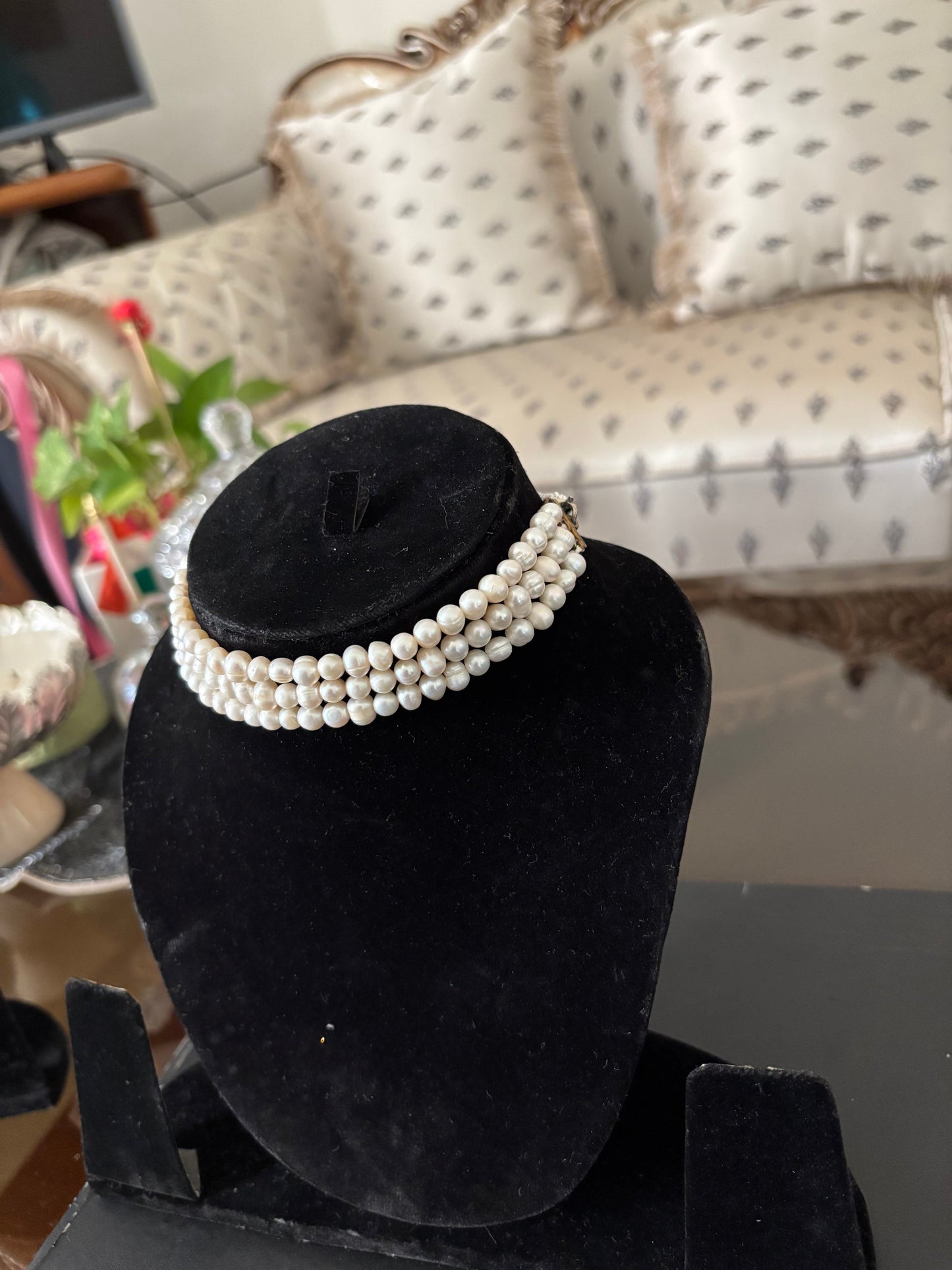 8mm-8mm-8mm Three Layer Choker Necklaces