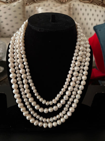 Four Layer Fresh Water Pears Necklaces