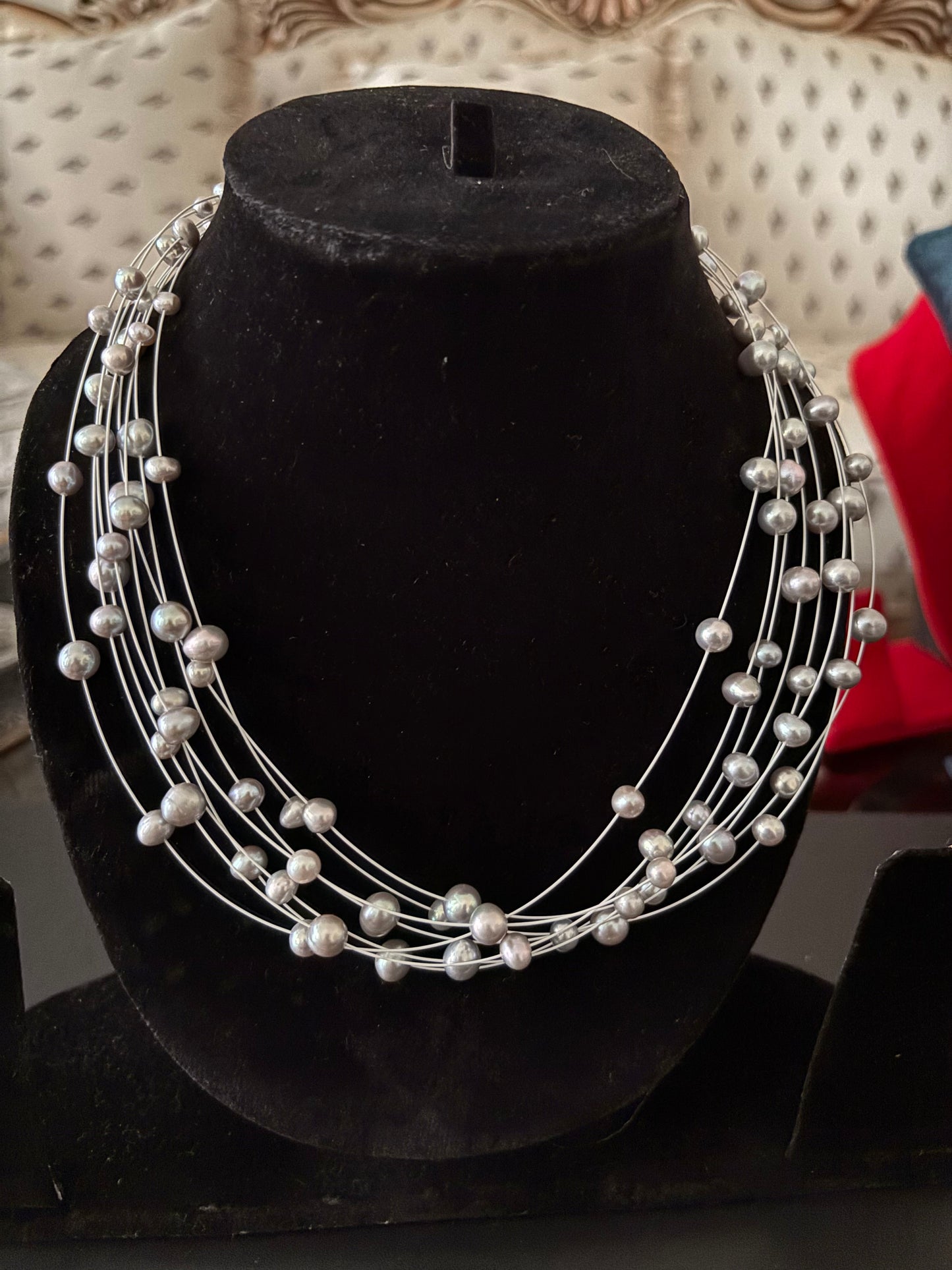 Multi Layer Scattered Pearl Necklaces - 8 mm Pearls