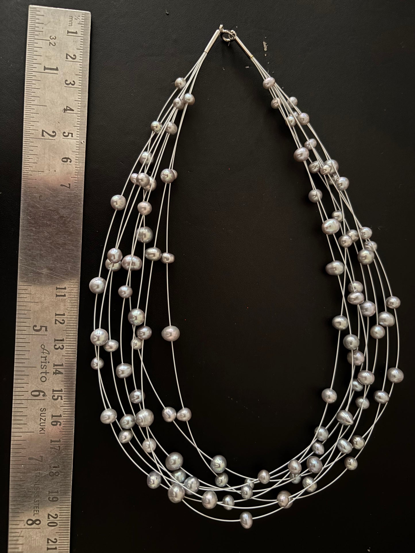 Multi Layer Scattered Pearl Necklaces - 8 mm Pearls