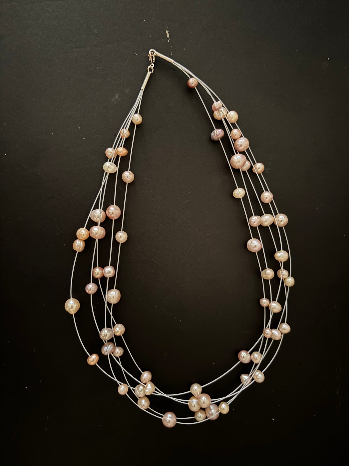 Multi Layer Scattered Pearl Necklaces - 8 mm Pearls