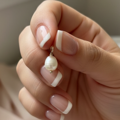 SuneetKala Silver-Toned Fresh water Pearl Dangle