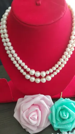 7mm & 12 mm Double Layer Fresh Water Pearls Necklace